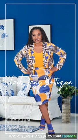 African Print Jacket and Skirt Set