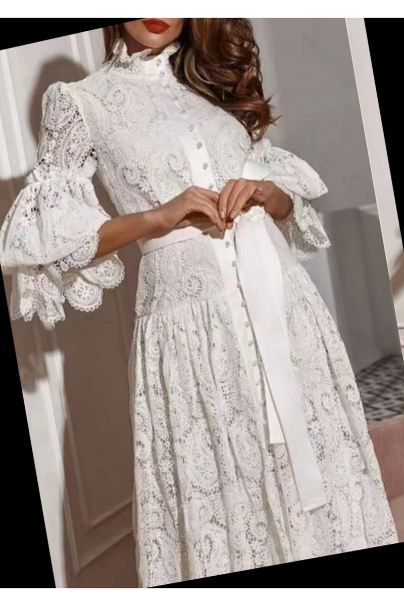 Lace Buttoned Dress  Slash Tags Boutique