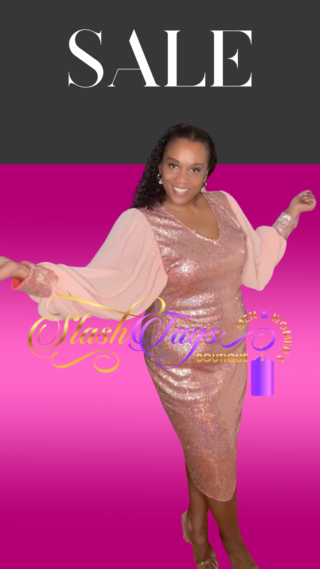 sequin dress sale women FINAL SALE! Clarissa Luxe- Sequin Long Length Dress (CLEARANCE OUTLET! Final Sale/No Return/No Exchange!)