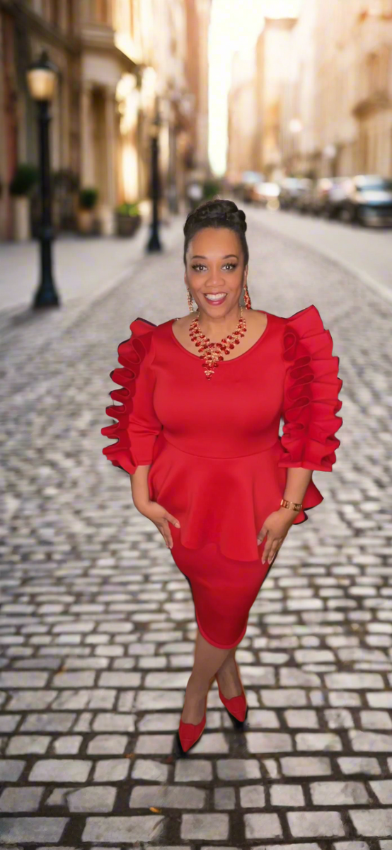 Ribbon Sleeve Peplum Dress – Slash Tags Boutique