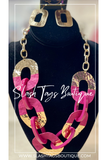 Link Statement Necklace (blue, green, pink, white)