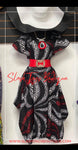 African Print Pleated Sleeves Solid Bubble Dress