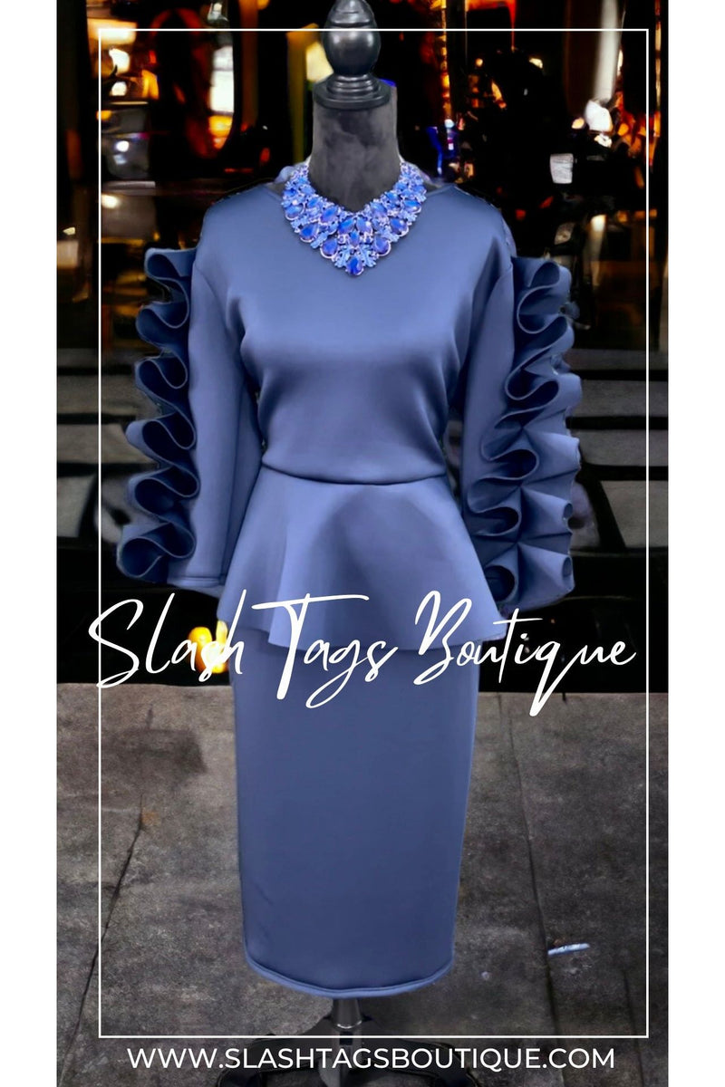 Ribbon Sleeve Peplum Dress – Slash Tags Boutique