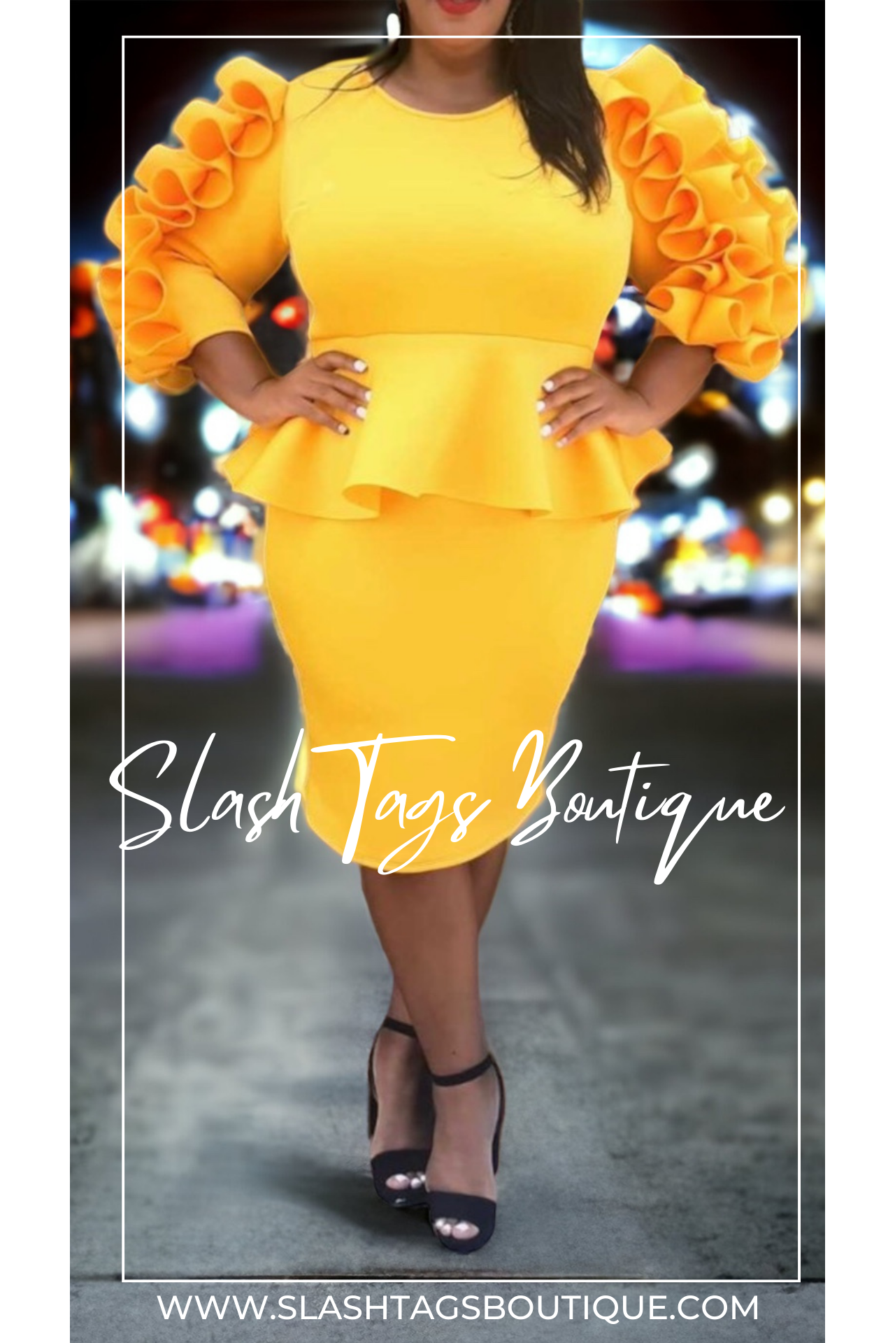 Ribbon Sleeve Peplum Dress – Slash Tags Boutique