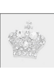 Pave Glass Crystal Crown Pin Brooch