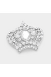 Pave Glass Crystal Crown Pin Brooch