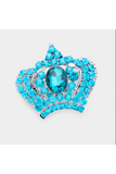 Pave Glass Crystal Crown Pin Brooch