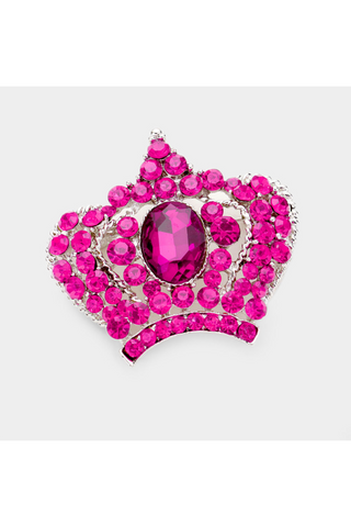 Pave Glass Crystal Crown Pin Brooch