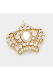 Pave Glass Crystal Crown Pin Brooch