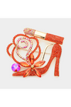 Rhinestone Pave High Heel Flower Lipstick Brooch
