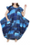 Pleated Sleeve Bubble Denim Print Dress