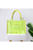 Coco Mama Printed Transparent Tote / Crossbody Bag