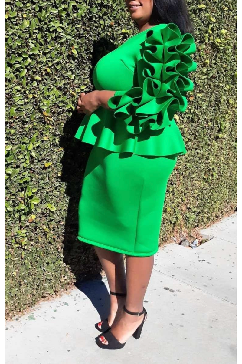 Ribbon Sleeve Peplum Dress – Slash Tags Boutique