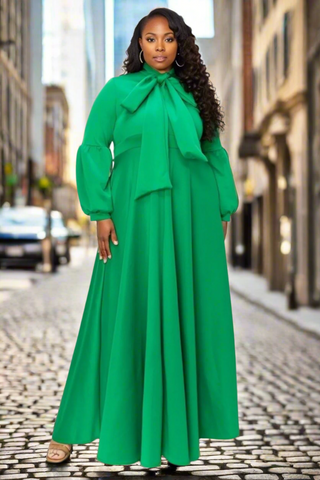Balloon Maxi Bow-tie Dress