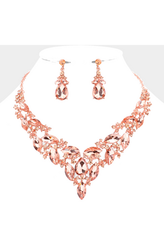 Marquise Stone Cluster Evening Necklace