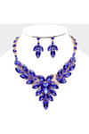 Teardrop Center Marquise Stone Cluster Evening Necklace