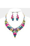 Teardrop Glass Crystal Pearl Vine Evening Necklace