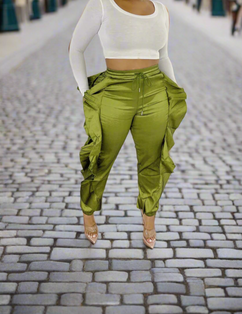 Side Ruffle Pants Unstoppable Ruffle Side Pants – Slash Tags Boutique