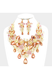 Crystal Pearl Flower Vine Evening Necklace