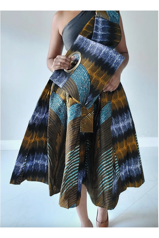 Fluttery African Print Skirt & Pouch Set