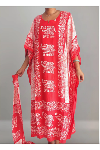 Elephant Print Kaftan Dress