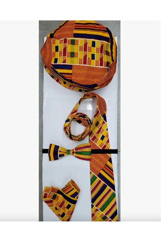 4 Pcs Bow Tie Set- Yellow Kente