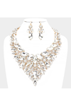 Marquise Stone Cluster Statement Evening Necklace