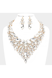 Marquise Stone Cluster Statement Evening Necklace