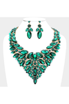 Marquise Stone Cluster Statement Evening Necklace
