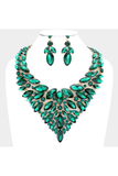 Marquise Stone Cluster Statement Evening Necklace