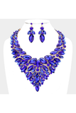 Marquise Stone Cluster Statement Evening Necklace