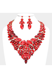 Marquise Stone Cluster Statement Evening Necklace