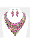 Marquise Stone Cluster Statement Evening Necklace