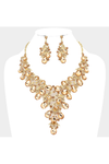 Leaf Teardrop Stone Cluster Statement Evening Necklace