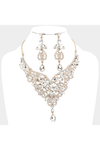 Marquise Cluster Teardrop Stone Pointed Evening Necklace