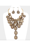 Bead Accented Swirl Metal Wire Statement Necklace