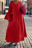 Turn Heads Wrap Dress with Ruffle Sleeves Red