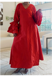 Turn Heads Wrap Dress with Ruffle Sleeves Red