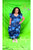 Pleated Sleeve Bubble Denim Print Dress