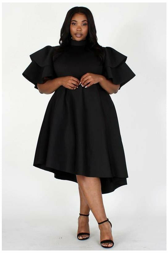 Fit and Flare Slope Scuba Dress Black / Small Fit and Flare Slope Scuba Dress Black / Small