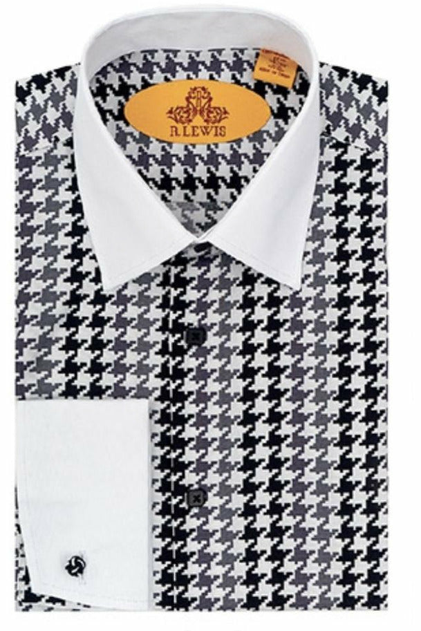 R Lewis White Collar French Cuff Dress Shirt 17 / Black R Lewis White Collar French Cuff Dress Shirt 17 / Black