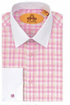 R. Lewis French Cuff White Collar Checkered Shirt