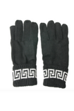 Greek Print White & Black Scarf & Glove Set