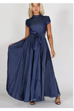 Denim Bow-Tie Maxi Dress