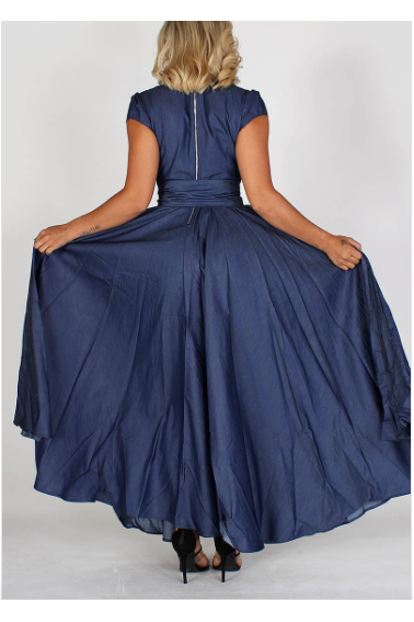 Denim Bow-Tie Maxi Dress Denim Bow-Tie Maxi Dress