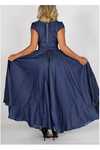Denim Bow-Tie Maxi Dress