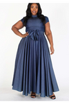 Denim Bow-Tie Maxi Dress