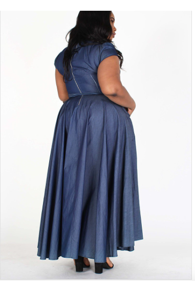 Denim Bow-Tie Maxi Dress Denim Bow-Tie Maxi Dress