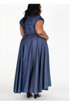 Denim Bow-Tie Maxi Dress