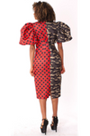 Camo Red Puff Sleeve Dress